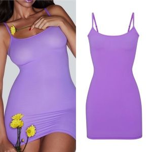 EUC SKIMS Fits Everybody Slip Dress Ultra Violet Purple Small Sheer Stretchy